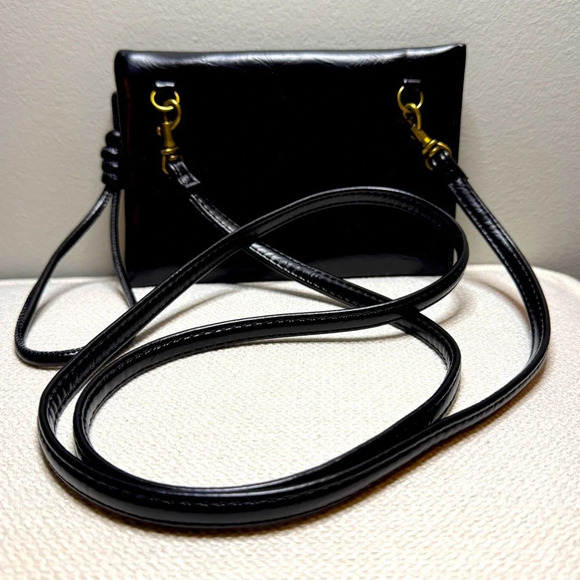 Black Faux Leather Wristlet with Gold Zipper - Picture 4 of 4